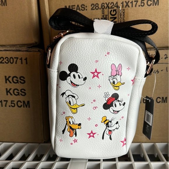 Disney The Sensational Six Smiling Faces Stars White Pink Crossbody Wallet - Picture 8 of 8